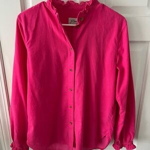 J. Crew Women's Pink Corduroy Button-Up Top